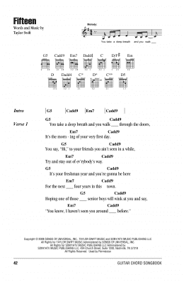 page one of Fifteen (Guitar Chords/Lyrics)