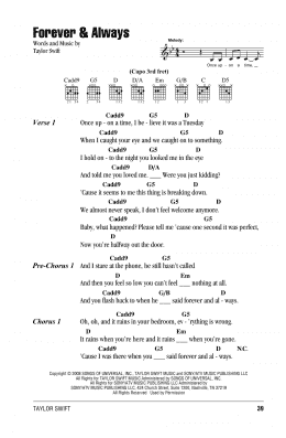 page one of Forever & Always (Guitar Chords/Lyrics)