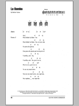 page one of La Bamba (Guitar Chords/Lyrics)