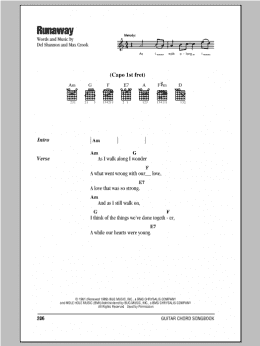 page one of Runaway (Guitar Chords/Lyrics)