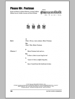 page one of Please Mr. Postman (Guitar Chords/Lyrics)