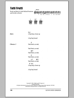 page one of Tutti Frutti (Guitar Chords/Lyrics)