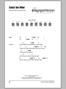 page one of Catch The Wind (Guitar Chords/Lyrics)