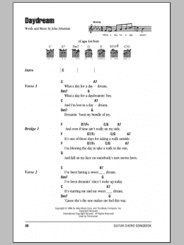 page one of Daydream (Guitar Chords/Lyrics)