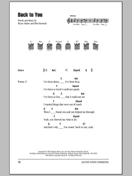 page one of Back To You (Guitar Chords/Lyrics)