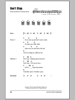 page one of Don't Stop (Guitar Chords/Lyrics)