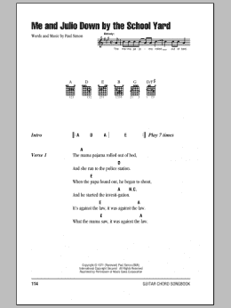 page one of Me And Julio Down By The Schoolyard (Guitar Chords/Lyrics)