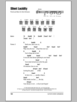 page one of Silent Lucidity (Guitar Chords/Lyrics)