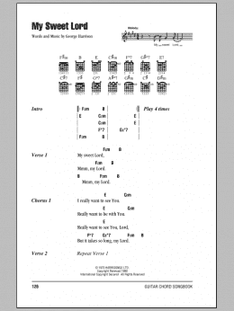 page one of My Sweet Lord (Guitar Chords/Lyrics)