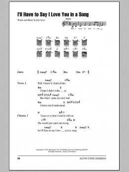 page one of I'll Have To Say I Love You In A Song (Guitar Chords/Lyrics)