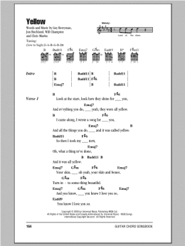 page one of Yellow (Guitar Chords/Lyrics)