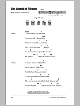 page one of The Sound Of Silence (Guitar Chords/Lyrics)