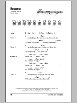 page one of Hosanna (Guitar Chords/Lyrics)