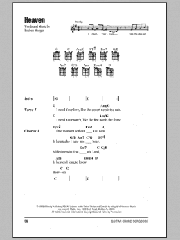 page one of Heaven (Guitar Chords/Lyrics)