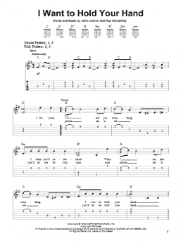 page one of I Want To Hold Your Hand (Easy Guitar Tab)