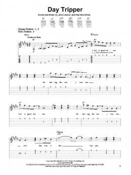 page one of Day Tripper (Easy Guitar Tab)