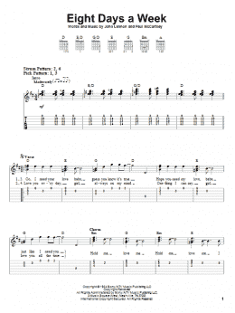 page one of Eight Days A Week (Easy Guitar Tab)