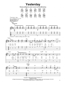 page one of Yesterday (Easy Guitar Tab)