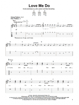 page one of Love Me Do (Easy Guitar Tab)