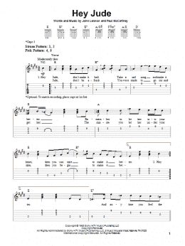 page one of Hey Jude (Easy Guitar Tab)