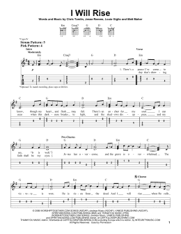 page one of I Will Rise (Easy Guitar Tab)