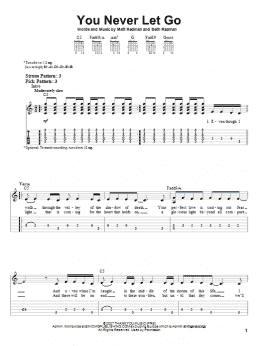 page one of You Never Let Go (Easy Guitar Tab)