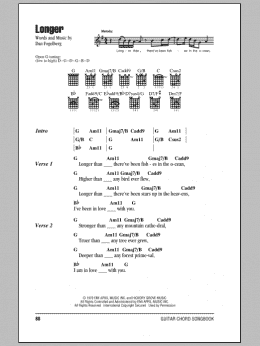 page one of Longer (Guitar Chords/Lyrics)