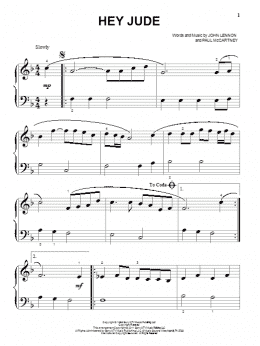 page one of Hey Jude (Beginning Piano Solo)