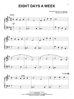 page one of Eight Days A Week (Beginning Piano Solo)