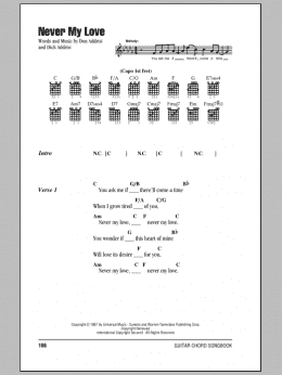 page one of Never My Love (Guitar Chords/Lyrics)