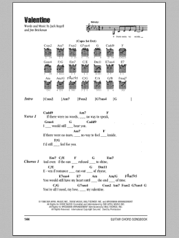 page one of Valentine (Guitar Chords/Lyrics)