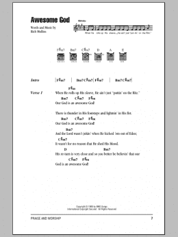 page one of Awesome God (Guitar Chords/Lyrics)