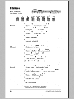 page one of I Believe (Guitar Chords/Lyrics)