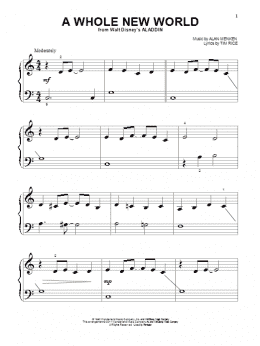 page one of A Whole New World (from Aladdin) (Beginning Piano Solo)