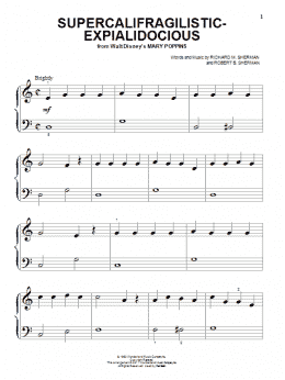 page one of Supercalifragilisticexpialidocious (from Mary Poppins) (Beginning Piano Solo)