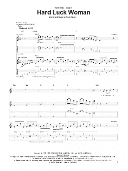 page one of Hard Luck Woman (Guitar Tab)