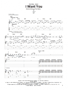 page one of I Want You (Guitar Tab)