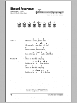 page one of Blessed Assurance (Guitar Chords/Lyrics)