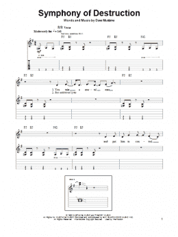 page one of Symphony Of Destruction (Guitar Tab (Single Guitar))