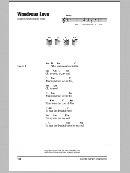 page one of Wondrous Love (Guitar Chords/Lyrics)