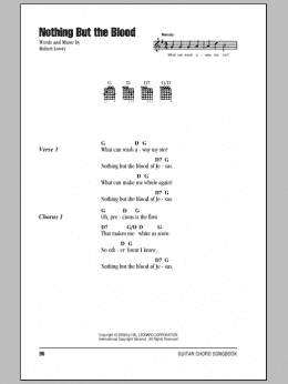 page one of Nothing But The Blood (Guitar Chords/Lyrics)