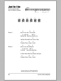 page one of Just As I Am (Guitar Chords/Lyrics)