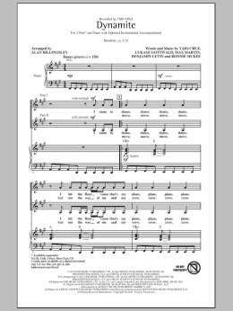 page one of Dynamite (arr. Alan Billingsley) (2-Part Choir)