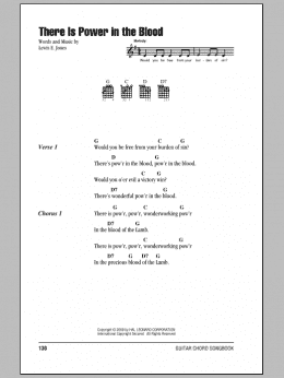 page one of There Is Power In The Blood (Guitar Chords/Lyrics)