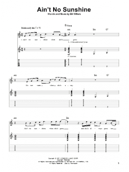 page one of Ain't No Sunshine (Guitar Tab (Single Guitar))