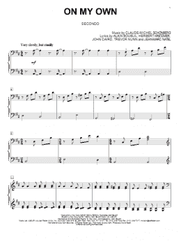 page one of On My Own (from Les Miserables) (Piano Duet)