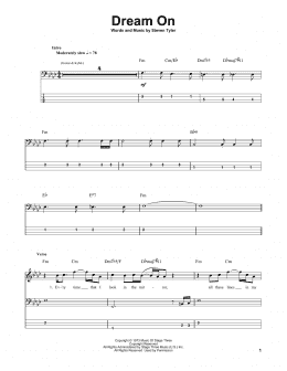 page one of Dream On (Bass Guitar Tab)