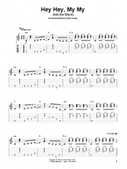 page one of Hey Hey, My My (Into The Black) (Solo Guitar)