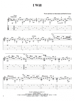 page one of I Will (Solo Guitar)