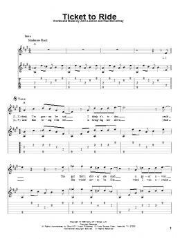 page one of Ticket To Ride (Solo Guitar)